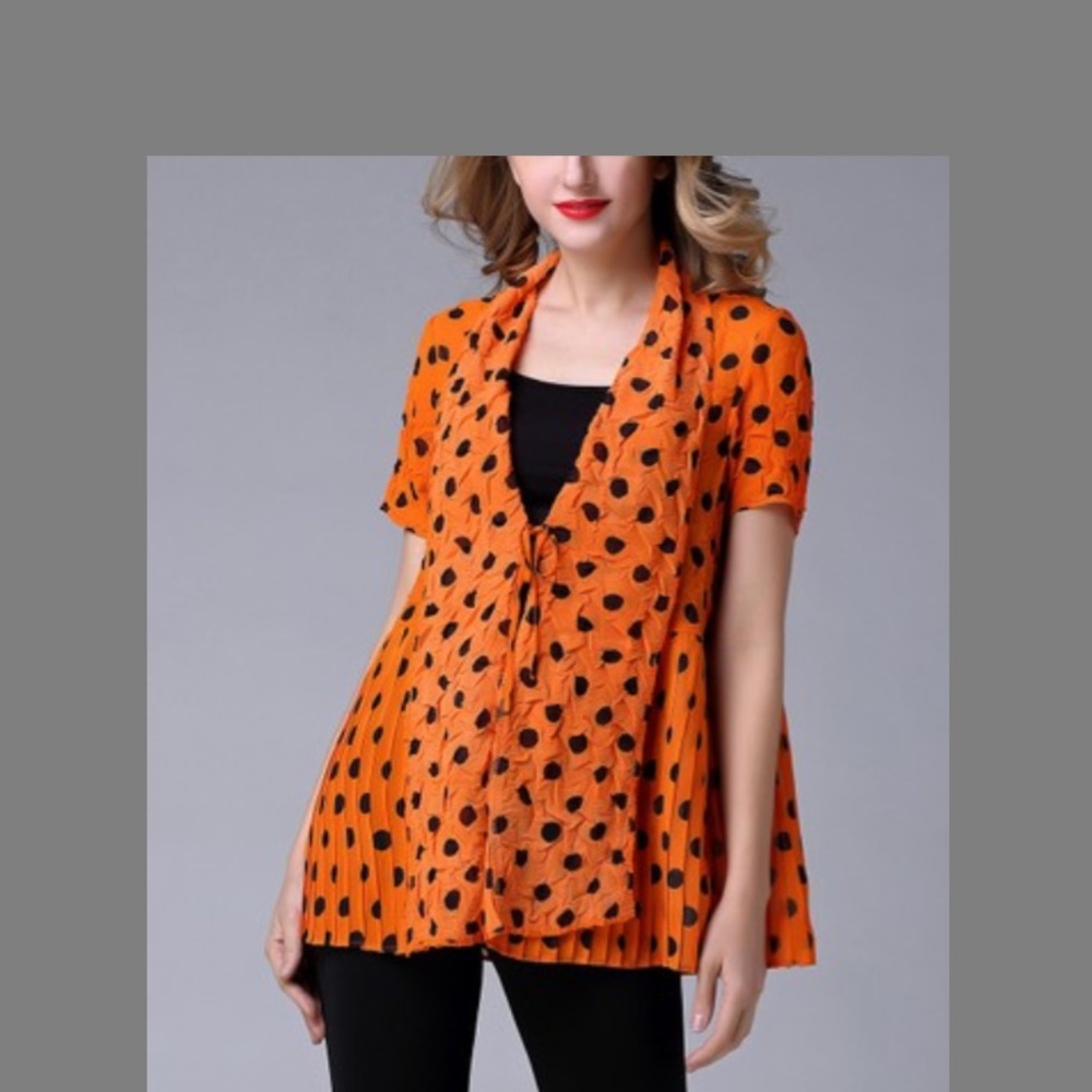 Orange polka Dot tie front swing top